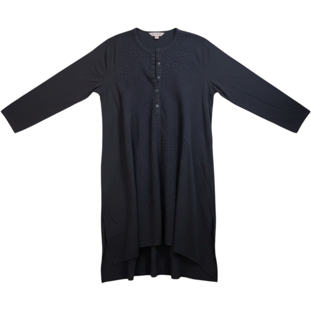 Johnny Was Black Embroidered Tunic Top Long Sleeve Boho Blouse Sz M Boho Relaxed